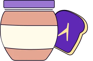 A large jar with a loaf of bread.