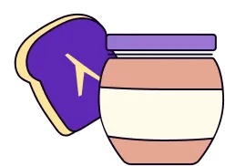 A loaf of bread and a jar.
